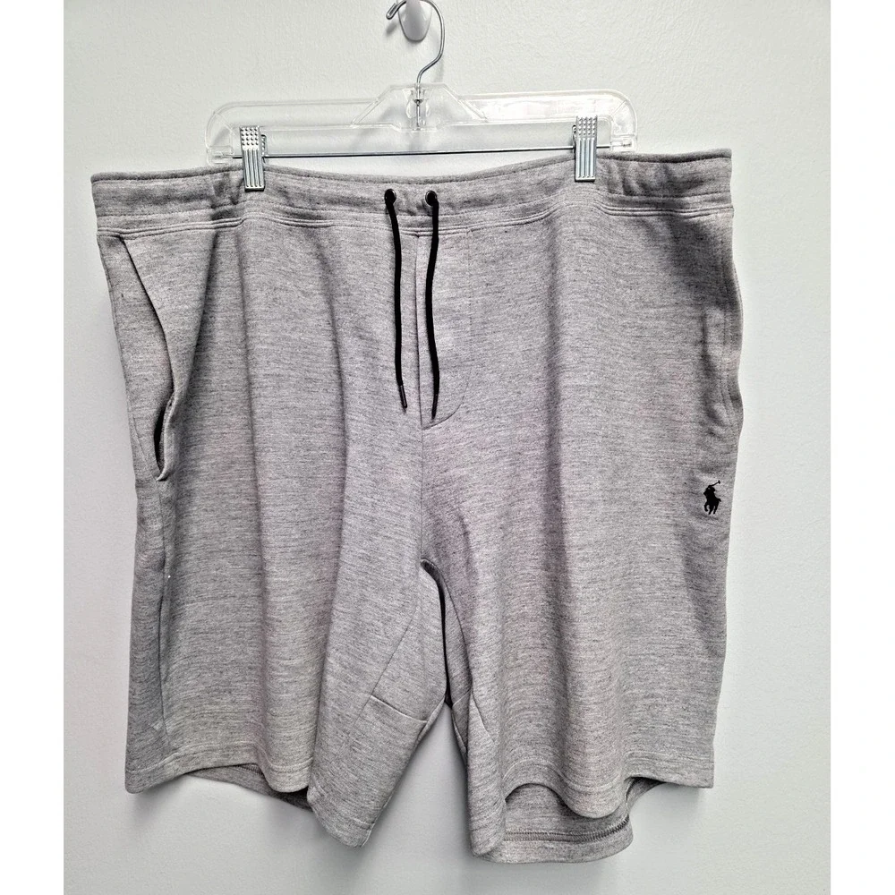 POLO RALPH LAUREN Men's 2XBIG Grey Heather Knit Tech Sweat Shorts Pony Logo